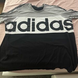 Adidas Men's Black and Gray Long Sleeve Tee